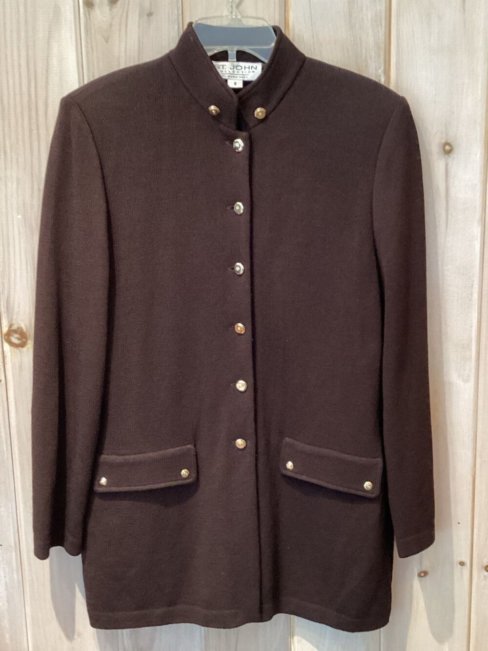 St John Santana Knit Cardigan Blazer Size 8 Chocolate Brown - Picture 5 of 8